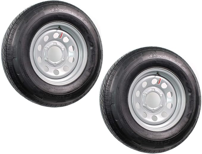 eCustomrim 2-Pack Radial Trailer Tire Rim Assembly ST225/75R15 Silver 6 Lug