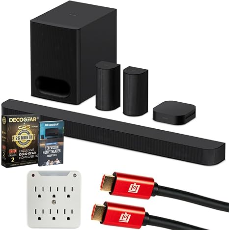 Sony HTS60 BRAVIA Theater System 6, 5.1ch with Subwoofer Bundle with CPS Exclusive 26 Month Protection, 2X HDMI Cables, Surge Adapter & Deco Gear Complete Home Theater Beginner's Guidebook