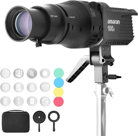 WELLMAKING Bowens Optical Snoot Kit with Focus Lens for Studio Video | S-290LED ，2X Brighter Output, Aperture Modifier, 12 Gobo Patterns, Precision Beam Control, LED Continuous Light Compatible