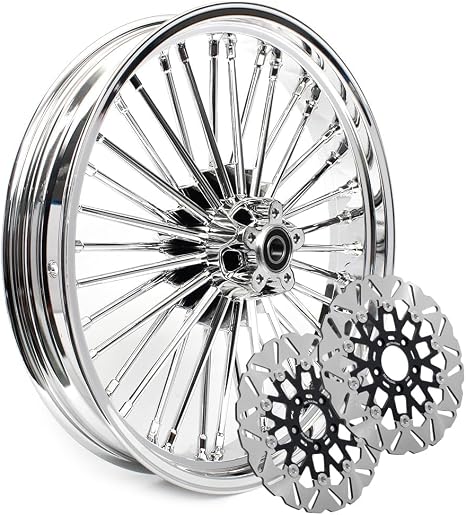 TOFR 21x3.5 Fat Spoke Chrome Wheel With11.5 Rotors For Harley Touring 00-07