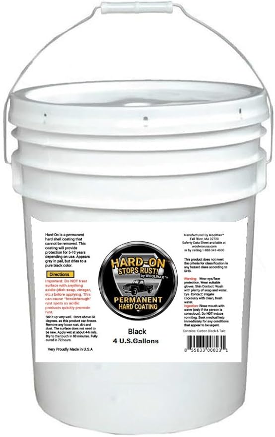 HARD-ON by woolwax™ 4 Gallon Pail Auto Truck Undercoating Black Water Based Corrosion Inhibitor Coating Non-Rubber Stops Rust Chip Guard Sound Deadener Solvent Free