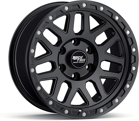 RockTrix RT110 17 Inch Wheel Compatible with Toyota 2001+ Tacoma, 6x5.5" 6x139.7, 17x9-12mm Offset, 4.5 Inch Backspace, 106.1mm Bore, Also fits 2002+ 4Runner, FJ Cruiser, 99-06 Tundra, Black