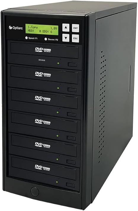 1 to 5 24X Burner M-Disc Support CD DVD Duplicator - Standalone Copier Duplication Tower OPT-S5T-DVD-BK