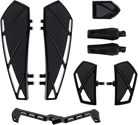 Motorcycle Floorboards Footpegs Shifter Peg Pedal Kit Compatible With For Harley Touring Softail Street Road Glide FLTR FLHX (Black)