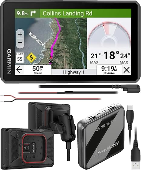 Garmin zumo XT3, 4.7” Rugged Motorcycle GPS, Lean Angles, Custom Route Planning, Adventurous Navigation, Garmin Performance Package Plan Option for Drag Racing Timer w/ Wearable4U PowerBank Bundle