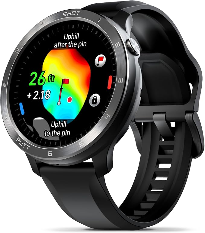 Voice Caddie T11 PRO GPS Golf Watch AMOLED Display, Green Undulation No Monthly Subscription 40k+ Preinstalled Courses w/Shot Tracking, Practice Tempo Mode, Putt View 1.3" OLED Touchscreen Plus V-A.I