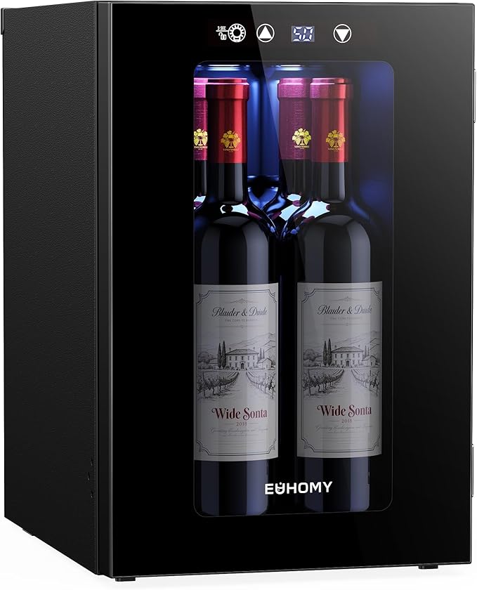 EUHOMY 18L Wine Fridge Mini Fridge, Freestanding Counter-top Wine Cooler