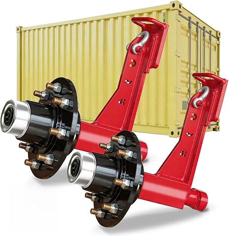 New Up Grade 2Pack Shipping Container Wheels 8-Lug Wheels Kit |Shipping Container Axle with Ratchet Tie Down-Moves 20ft - 40ft. Marine containers | Marine Container Accessories