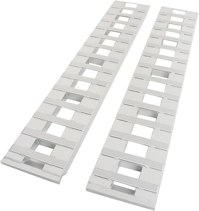 labwork 84 Inch X 15 Inch Silver Aluminum Trailer Ramps 6000LBS 1 Pair Hook Ramp Attachment End