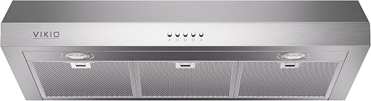 Under Cabinet Range Hood 30 Inch, 1200 CFM Dual-Motor Kitchen Vent with LED Lights, Button Control, Ducted Vent Hood, Reusable 5-Layer Aluminum Filters, Stainless Steel