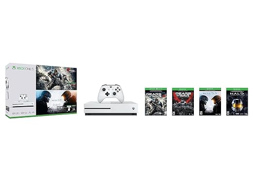 Microsoft Xbox One S 500GB Console - Gears of War & Halo Special Edition Bundle(Discontinued) (Renewed)