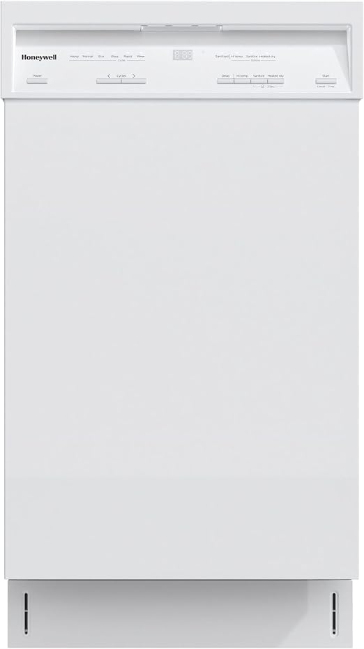 Honeywell 18 Inch Dishwasher with 8 Place settings, 6 Washing Programs, Stainless Steel Tub, Built-In Style, UL/Energy Star- White