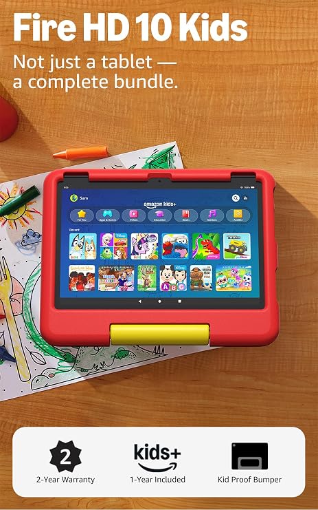 Amazon Fire HD 10 Kids tablet (newest model) ages 3-7 | Bright 10.1" HD screen with included ad-free and exclusive content, robust parental controls, 13-hr battery, 32 GB, Disney Mickey Mouse