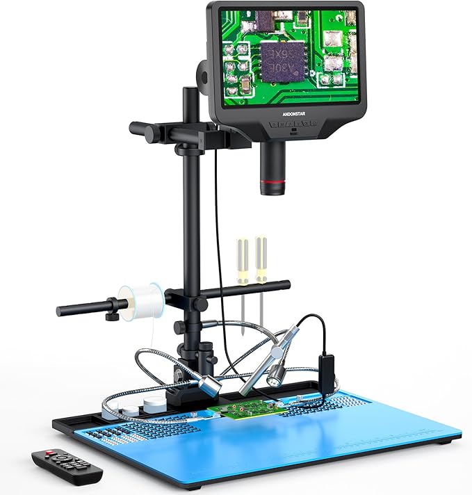 Andonstar AD409 Max Digital Microscope with Soldering Station, Endoscope | 10.1 inch LCD Screen, Super Max Stand, Tool Holder, Anti-Static Mat, Professional PCB Soldering, HDMI Windows PC Output