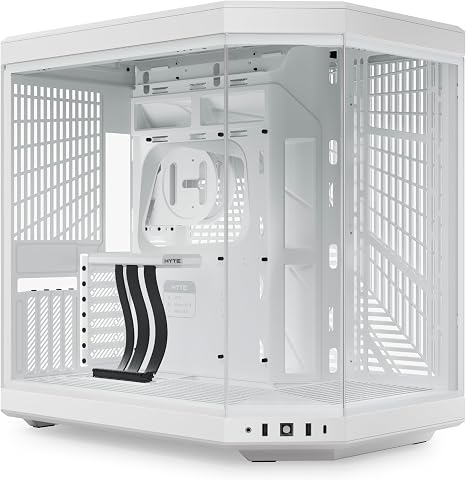 Hyte Y70 Modern Aesthetic Gaming PC Case - Panoramic Glass | High-Airflow Design | Cable Management | Dual Chamber ATX Mid-Tower Chassis | 10 Fan Capacity | Luxury PCIe 4.0 Riser Cable - Snow White