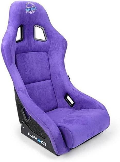 NRG Innovations NRG-FRP-303PP-PRISMA Universal Fixed Back Bucket Racing Seat for 5-Point Harnesses, Size M, Purple Alcantara Material, 22" W X 34" H X 16" D