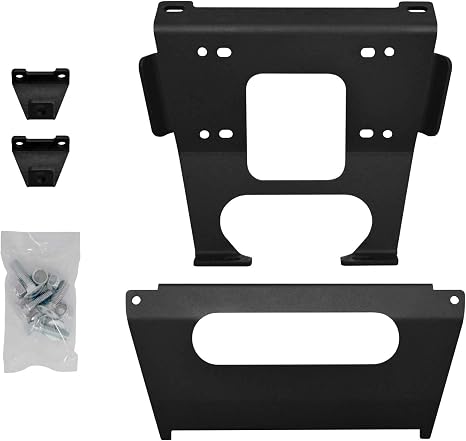 SuperATV 6000 LB. Black Ops Winch with Mounting Plate for Polaris RZR