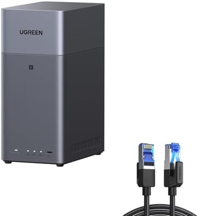 UGREEN NAS DH2300 2-Bay Desktop NAS,Network Attached Storage (Diskless) Bundle Cat 8 Ethernet Cable 10FT, High Speed Braided 40Gbps 2000Mhz Network Cord Cat8 RJ45 LAN Cables
