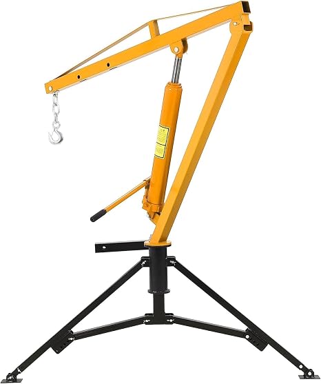 1000Lb Hydraulic Pickup Truck Crane, Receiver Hitch Mounted Truck Bed Crane with 360° Swivel & 3 Boom Capacities of 500Lb/750Lb/1000Lb for Workshops, Construction, Yellow