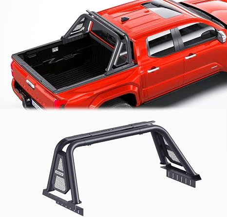 Roll Bar for Truck Compatible with Mid Size Pickup Universal Truck Bed Rack & Chase Rack with Third Brake Light Combo,No Drilling