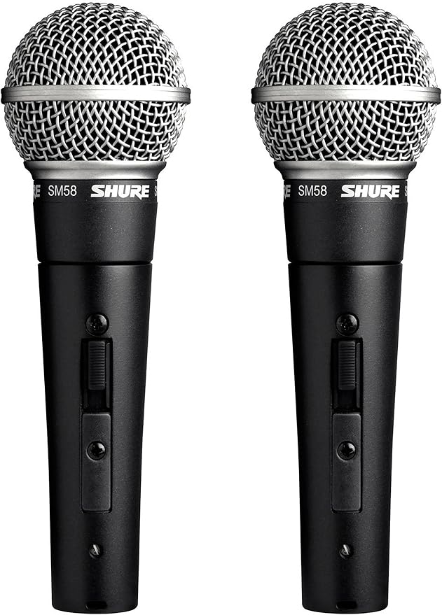 Shure SM58S Professional Vocal Microphone w/On/Off Switch (2 Pack), XLR
