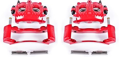 PowerStop Front Red Powder Coated Brake Caliper Pair for Ford Expedition 1997-02 |F-150 1999-03 |F-150 Heritage 2004 |F-250 1997-99 |F-250 HD 1997 - High-Temp Brake Caliper Upgrade, S4652