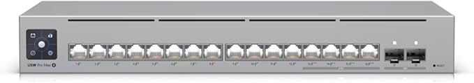 USW-Pro-Max-16-PoE 16-Port Layer 2/3 PoE++ Switch, 180W Power, 2.5GbE + 10G SFP+ Uplinks - Bundled with QALYNX 3ft Slim Cat6A Patch Cable (28 AWG)