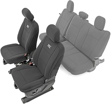 Rough Country Neoprene Seat Covers for 15-22 F-150 |17-22 Super Duty - 91016,Black, Front
