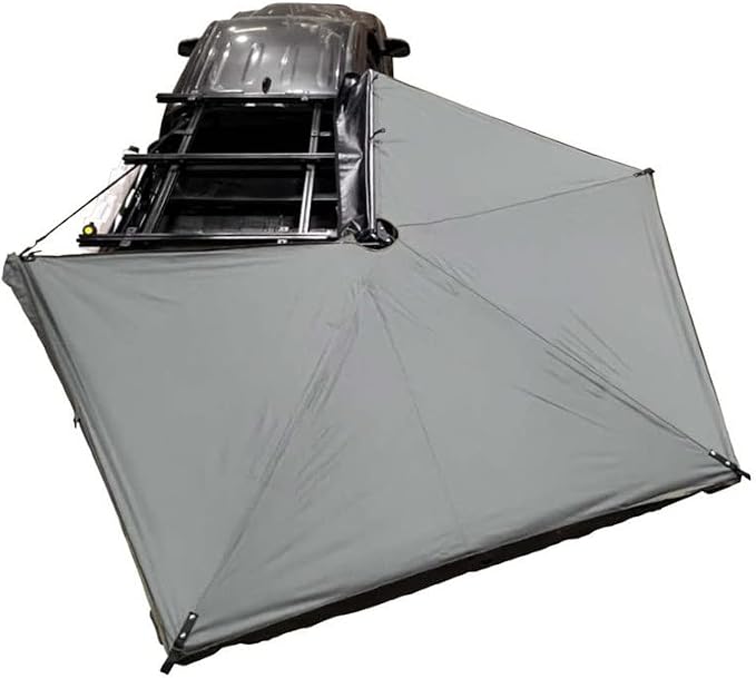 Overland Vehicle Systems 19689909 HD Nomadic 270 LTE Awning Passenger Side | 65 Sq Ft of Coverage | Dark Gray Fabric with Travel Cover Included | Twist and Lock Technology | Weather-Resistant
