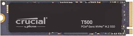 Crucial T500 PCIe Gen4 NVMe 2TB SSD, Up to 7,400MB/s, TLC NAND, Laptop & Desktop (PC) Compatible, for Creatives and Gamers, Solid State Drive, Includes 1Mo Adobe CC – CT2000T500SSD8