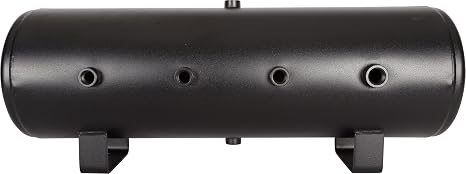 HornBlasters USA Made 8-Gallon (30 Liters) 8 Port Steel Air Tank - Black Powdercoat Finish - (Seven 1/2" Ports & One 3/4" Port)