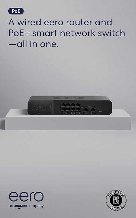 Amazon eero PoE Gateway - 10-port eero router and PoE switch (Two 10 GbE ports, eight 2.5 GbE PoE ports)