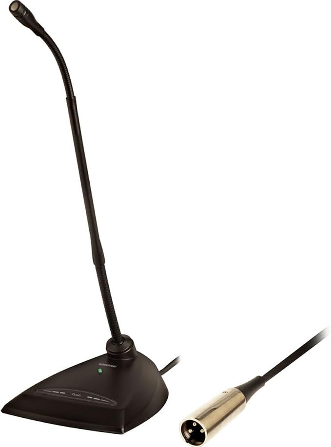 Shure MX412D/C Cardioid Condenser Microphone, 12 Gooseneck, Desktop Base with 10' Cable, Logic Functions, Programmable Switch, LED Indicator, Snap-Fit Foam Windscreen
