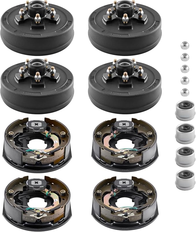VEVOR Electric Trailer Brake Assembly, 10 x 2-1/4 Inch, 2 Pairs Self-Adjusting Electric Brakes Kit for 3500 lbs Trailer Axle, Backing Plates for Braking System Part Replacement, Fit for Trailers, RVs