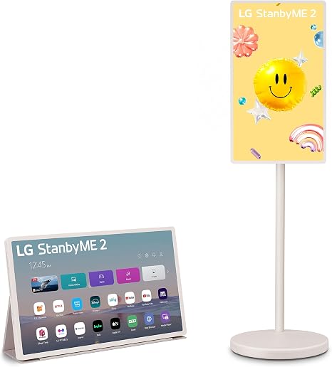 LG 27-Inch StanbyME 2 with Folio Cover, Portable Touch Screen TV, Dolby Vision, HDR10, Filmmaker Mode, Built-in Battery, Full Swivel Rotation (27LX6TYGA, 2025)