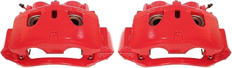 PowerStop Front Red Powder Coated Brake Caliper Pair for Chevrolet Silverado 2500 HD 2011-19 |Silverado 3500 HD 2011-19 |Suburban 3500 HD 2016-19 - High-Temp Brake Caliper Upgrade, S5302