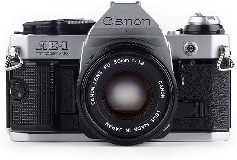 Canon AE-1 Program 35mm SLR Film Camera Kit 50mm MF Lens (Renewed)