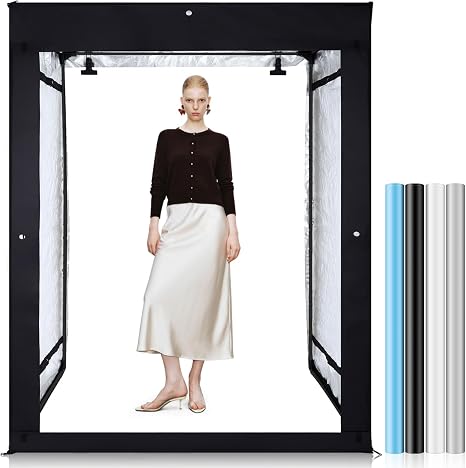 Professional Large Photo Light Box Photography Studio, 55x39x78 inch SEDGEWIN Portable Shooting Tent Kit Dimmable LED Continuous Lighting Cube with 4 Colors PVC Backdrops