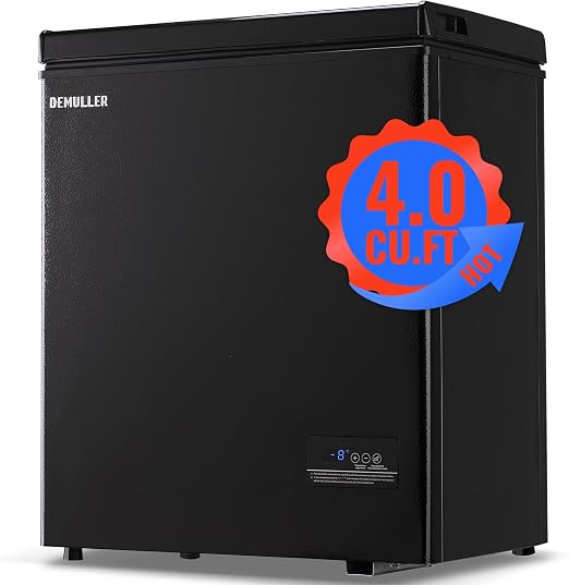 Mini Chest Freezer Top Open Door Small Freezer Deep Freezer with Removable Storage Basket for Home Kitchen Garage Black