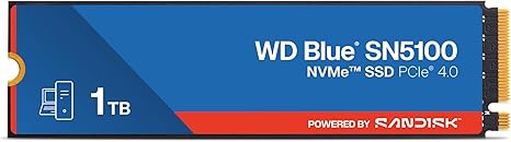 WD Blue SN5100 1TB NVMe SSD - M.2 2280, PCIe Gen 4.0, Internal Solid State Drive - Read Speeds Up to 7,100MB/s, Upgrade Storage for PC/Laptops - WDS100T5B0E
