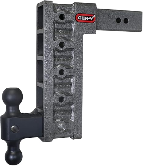 GEN-Y Hitch Tow Hitch for 2.5" Receiver - 12" Drop/Rise with 5 Adjustable Positions, Includes Dual Ball Mount and Locking Pin, 21,000 lbs Towing Capacity, 3,000 lbs Tongue Weight, Silver