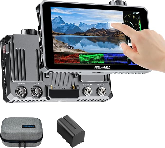 FEELWORLD SC6 6" 1500nit Touch 3G SDI Aluminum Field DSLR Camera Monitor | with F750 Battery Bag, 4K HDMI In Out,3D LUT, HDR Waveform Focus, for Cinematic Videographer Filmmaker Outdoor Video Shooting