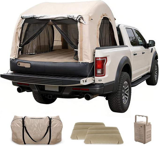 Electric Inflatable Truck Bed Tent,Pickup Truck Tent with Mattress