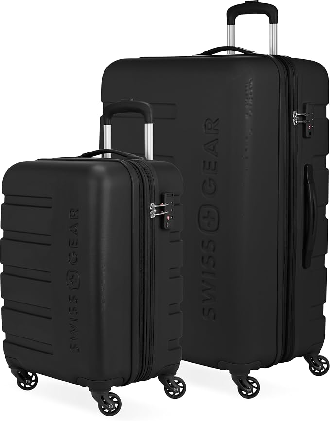 SwissGear 7366 Signature Hardside Expandable Luggage with Spinner Wheels, TSA Lock, Cup-Holder, Black, 2-Piece Set (19/27)