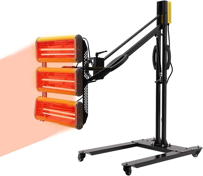 Baking Infrared Paint Curing Lamp, 3900W 110V Short Wave Infrared Lamps with Timer, Stand, Wheels - Adjustable Height & Angle for Automotive Spray Booths Car Bodywork Repair Tools