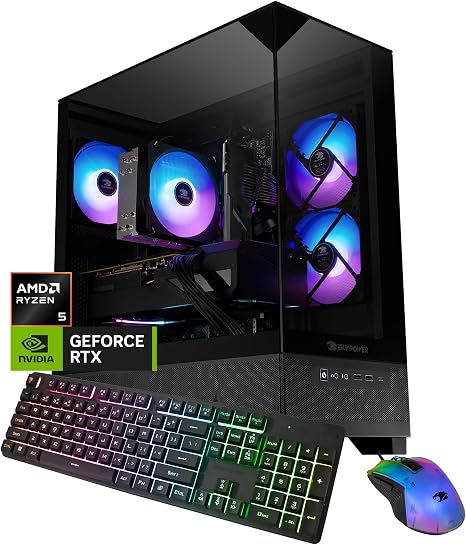 iBUYPOWER Element SE Gaming PC Desktop Computer AMD Ryzen 5 8400F CPU, NVIDIA GeForce RTX 3050 6GB GPU, 16GB DDR5 RAM, 1TB NVMe SSD, Windows 11 Home, Gamer Keyboard and Mouse - ESA5N3501