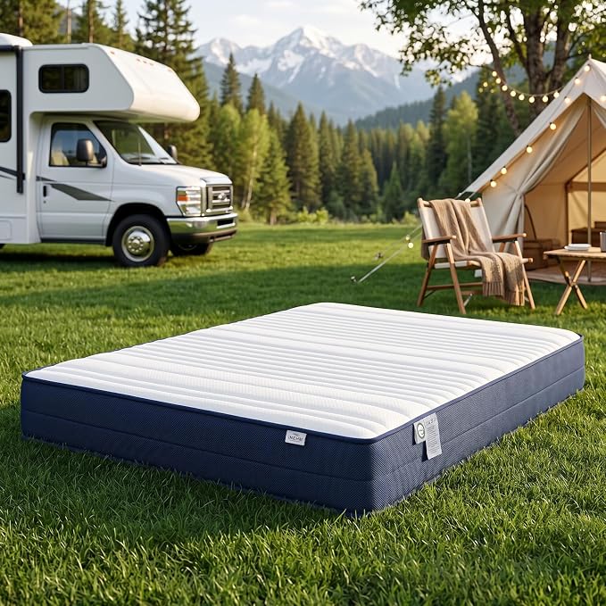 Short Queen Mattress, 10 Inch RV Mattress Cooling Gel Memory Foam, Medium Feel Camper Short Queen Mattress, Breathable& Fiberglass-Free Certified 60×75" Mattress for RV Camper/Travel Trailer/Truck