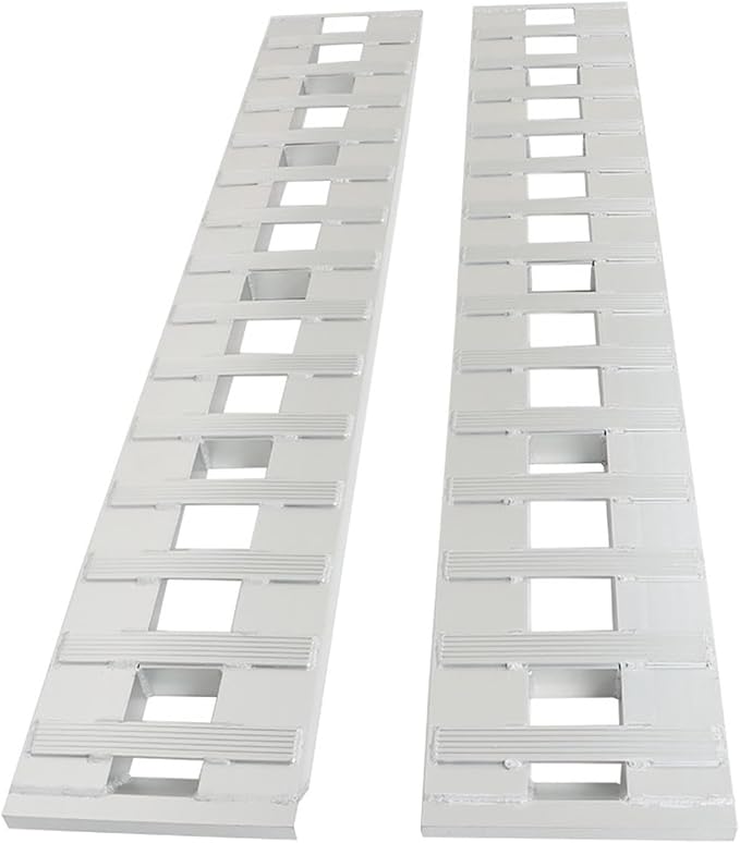 WFLNHB 84 inch X 14 inch Aluminum Trailer Ramps 6000LBS Truck Trailer Hook End Knife Foot 1 Pair 2 Ramps
