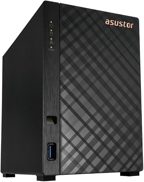 Asustor Drivestor 2 Gen 2 AS1202T 2-Bay NAS Storage, Quad-Core 1.7GHz CPU, 2.5GbE High-Speed Network, 1GB DDR4, 4K Media Server, Best Entry-Level Personal Cloud, Network Attached Storage (Diskless)