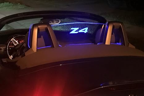 Wind Deflector for BMW Z4 2002-2008, Wind Blocker with Z4 Text Graphic Logo, Silver Brackets, Multi-Color LED w Dimmer Remote, Bundle Price